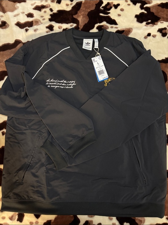 adidas Other - adidas Black Lightweight Pullover Jacket with White Piping